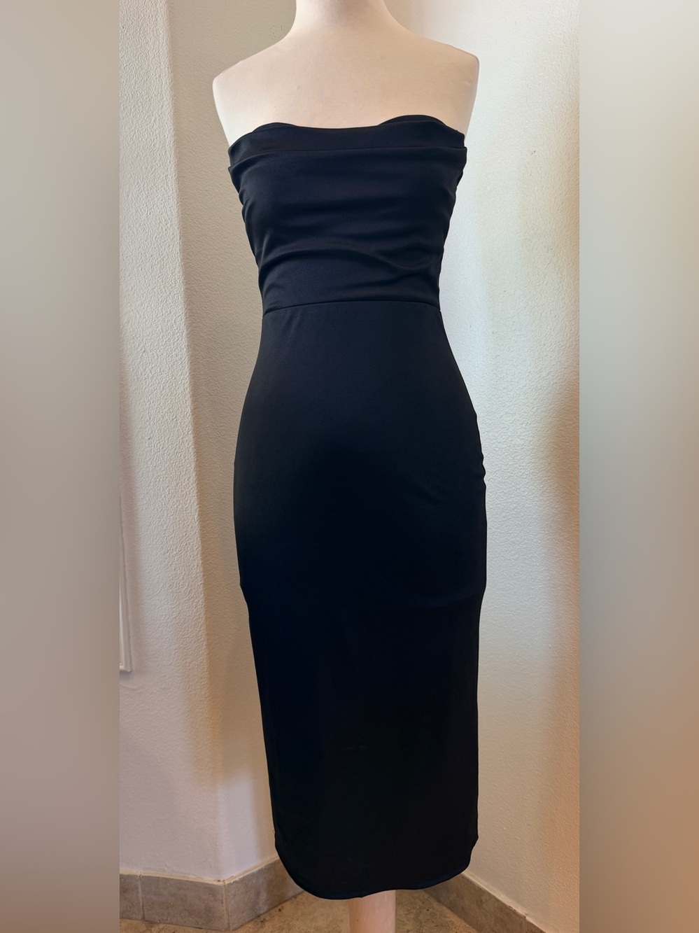 Katia Rae Elegant Strapless Black Midi Dress - Classic Women’s Dress